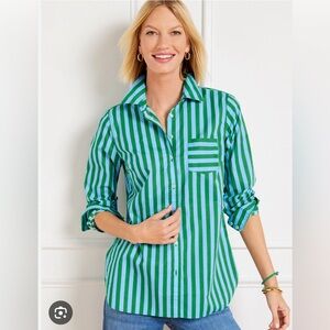 Talbots COTTON BUTTON FRONT SHIRT - GARDEN STRIPE, Misses Size Small, Never Worn